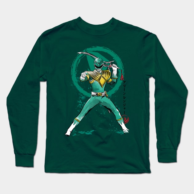 Green Ranger sumi e Long Sleeve T-Shirt by DrMonekers